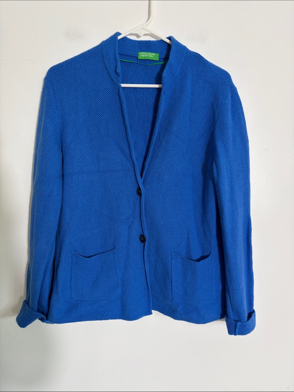 United Colors Of Benetton Royal Blue Knit Blazer Large